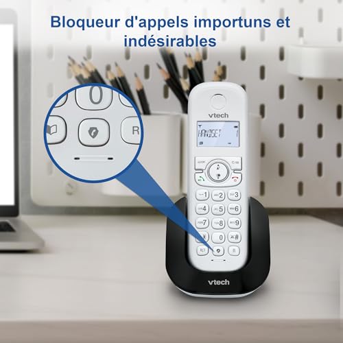 Téléphone sans fil blocage appel et répondeur VTech CS1502 trio DECT - 5