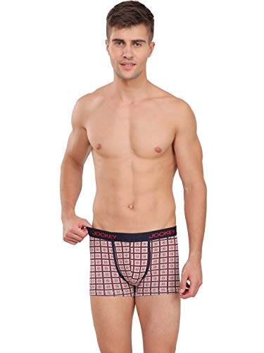 Image of Jockey US63 Men's Super Combed Cotton Elastane Stretch Printed Trunk with Ultrasoft Waistband