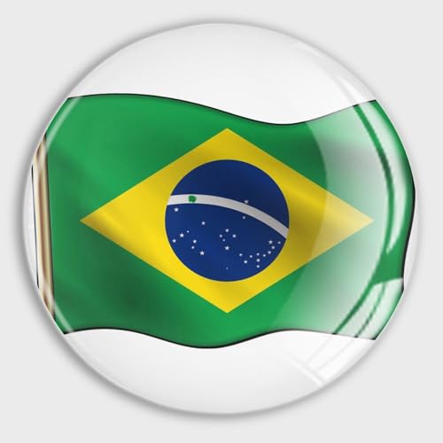 Imanes redondos para nevera, bandera de Brasil, imanes de cristal para nevera, taquilla, pizarra blanca, gabinetes magnéticos decorativos, aulas, oficinas, cubículos y escuelas