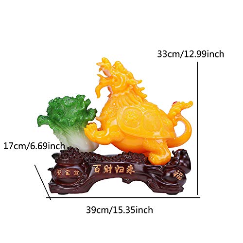 Tortue Dragon et Chou Feng Shui : Statue de Prospérité pour Bureau - 6