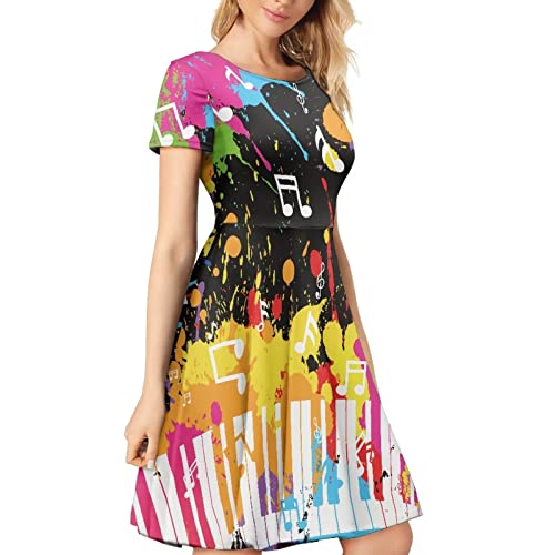 Image of Biyejit Women's Summer Casual Short Sleeve T-Shirt Swing Dress Crew Neck Plus Size S-4XL
