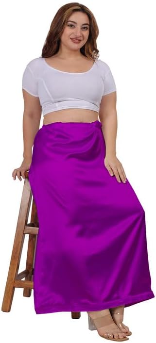 Women's Clothing Solid Satin Silk Petticoat Solid Soft & Smooth Satin Underskirt Sari - Image 6