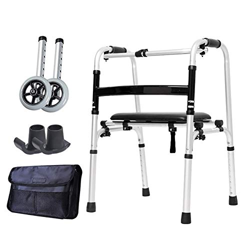 Déambulateur pliable léger avec sac et siège pour les sorties de seniors autonomes