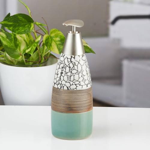 Image of SaSaSa Ceramic Soap Dispenser with Stylish Refillable Pump Bottle for Bathroom Handwash & Kitchen Wash Basin, Perfect for Hand Soap, Lotion and Shampoo, Multicolor, (Set of 1) (11497)