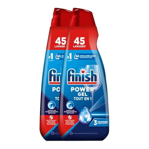 Finish Power Gel Tout en 1 gel lave vaisselle anti calcaire formule concentrée lot de 2