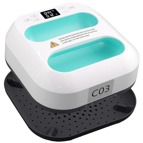 Justech Prensa Termica 9"x9"/22.8x22.8cm para Camisetas,Prensa de Calor Portátil con Control de Temperatura y Tiempo,Apagado Automático,Pantalla LED para Camisetas,Zapatos y Gorras
