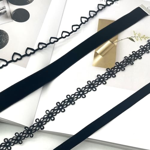 Black Choker Necklace for Women Black Velvet Choker Set Black Choker Necklaces Classic Chokers for Women Adjustable Gothic Choker Accessories3