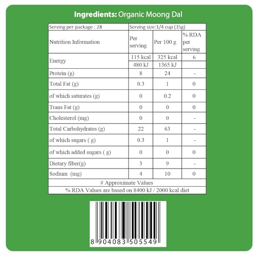 24 Mantra Organic Unpolished Moong Dal/Moong Dal Yellow/Pesarupappu - 1 kg | 100% Organic | Chemical Free & Pesticides Free | Tastier & Rich Flavour