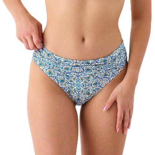 Bas de maillot de bain culotte drapée Oia bleu turquoise pour femme de marque française