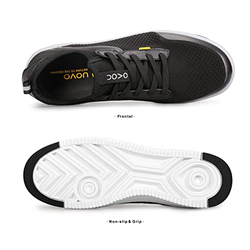 Uovo Men'S Waterproof Casual Shoes Fashion Sneakers Mesh Knit Upper Breathable Comfort Athleisure Business Shoes For Male Black 8.5 thumb #1