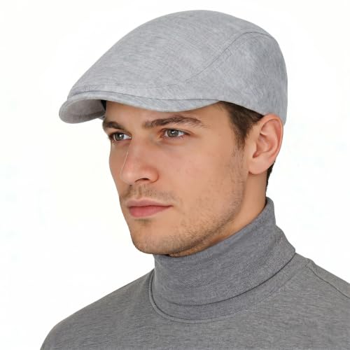 Pistha Mens Newsboy Flat Caps Beret Hat Driving Beret Dress Hats,Light Grey