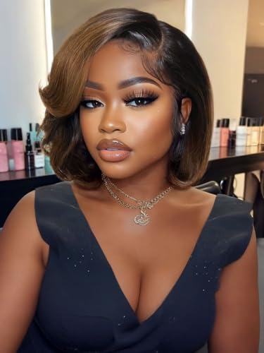 Beauty Forever Side Part Bob Wig Human Hair Ombre Chestnut