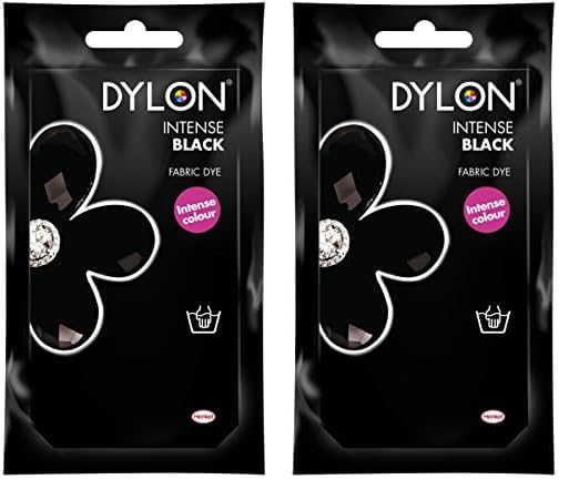 DYLON Hand Dye, Fabric Dye Sachet for Clothes, Soft Furnishings and Projects, 50 g - Intense Black (Pack of 2)