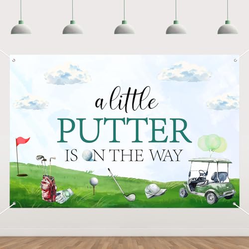 Fournitures de fête prénatale thème golf avec bannière vintage 1,5 x 0,9 m pour baby shower