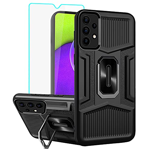 Samsung Galaxy A52 Case, Samsung A52 5G Cases with [1 Pack] HD Screen Protector, Yiakeng Military-Grade Shockproof Kickstand Protective Cover for Samsung Galaxy A52(Black)