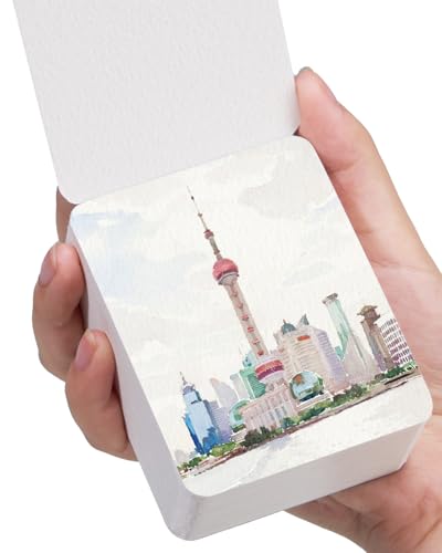 LIGHTWISH ミニ水彩スケッチブック 60枚 2.6 x 3.3インチ 綿100% コールドプレス 300gsm/140ポンド ミニ トラベル 小さな水彩ブック 正方形 絵画 ノート 引き裂けるアートペーパー スケッチブック