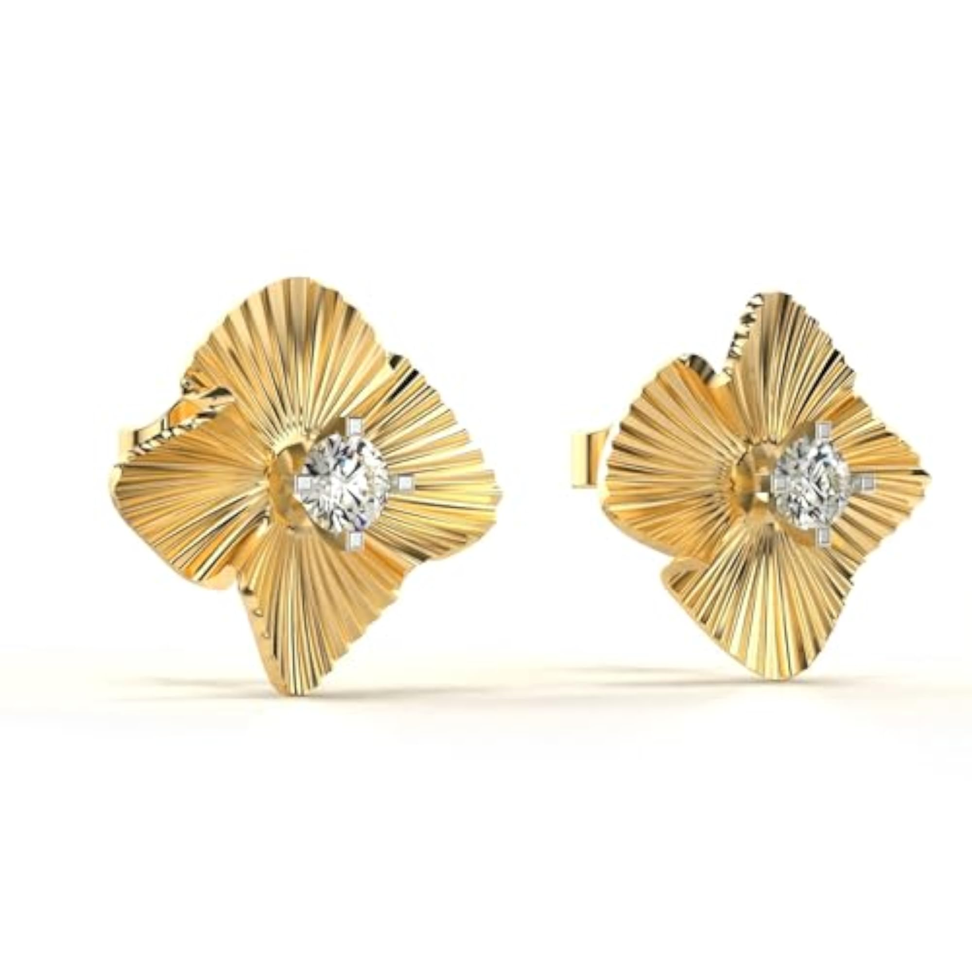 Women's Stylish Yellow Sterling Silver Lab Grown Diamond Earrings, 0.21cts