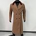 Herren Trenchcoat aus Wolle, verlängert, zweireihig, Reverskragen, einfarbig, Blazer-Jacke, langärmelig, Polyester, Spandex, Braun, Grau, Schwarz, Violett (XL Dunkelbraun)