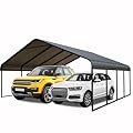 Heavy Duty Metal Carport 20x20 FT - Portable Car Garage Kits All-Weather Shelter for Cars,Reinforced Frame with Safe Boat Cover Car Ports for Yard