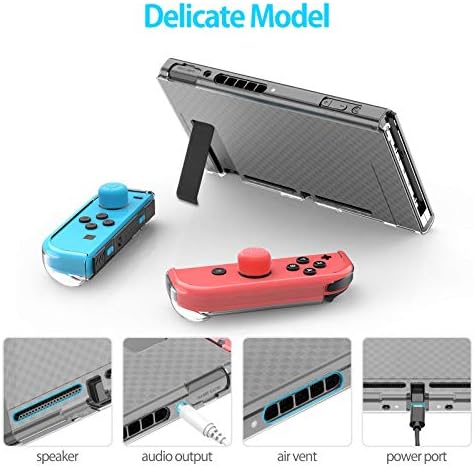 HEYSTOP Case Compatible with Nintendo Switch Dockable, Protective Case Cover Compatible with Nintendo Switch and Joy-Con Controller with Switch Tempered Glass Screen Protector and Thumb Stick Caps