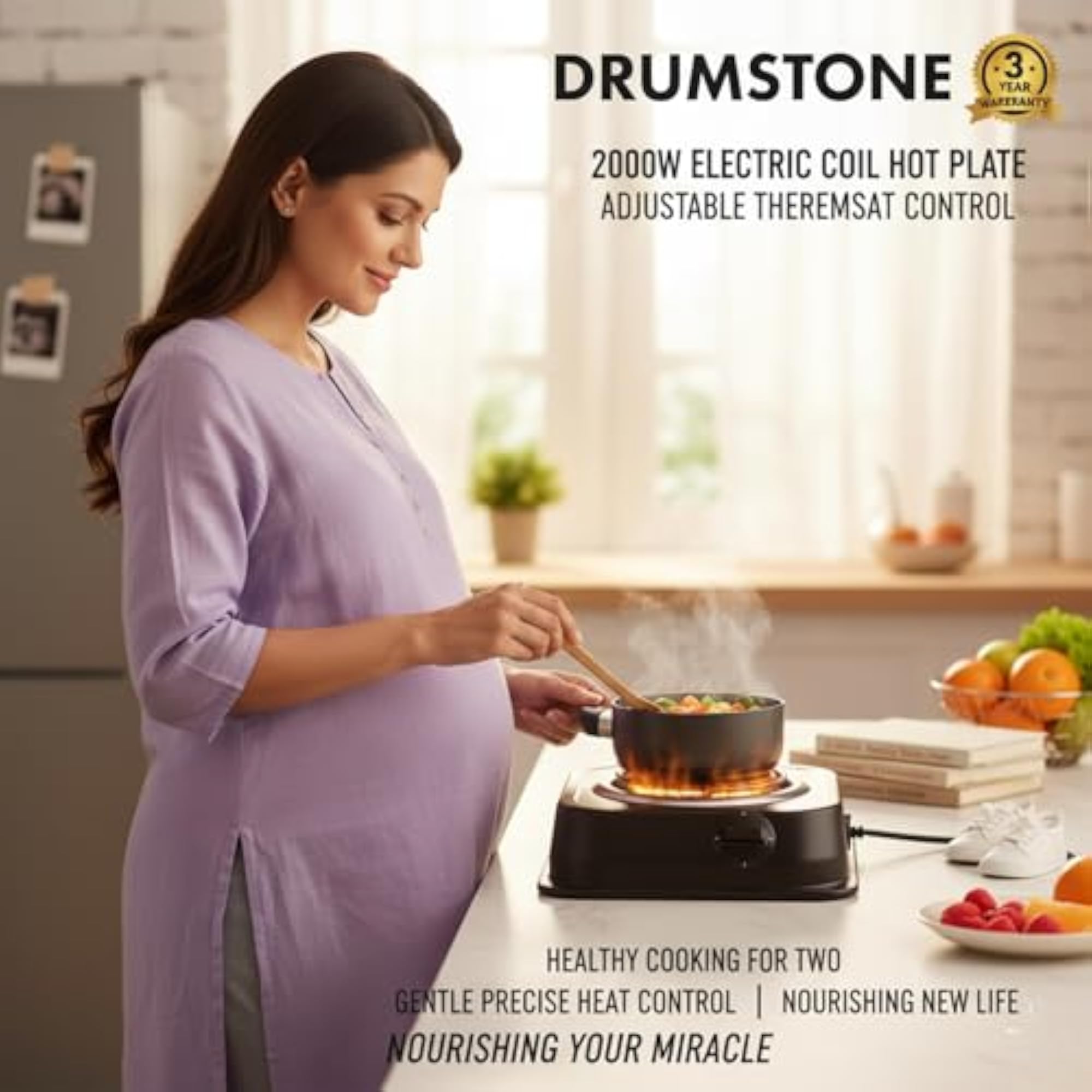 2000W Electric Hot Plate Single Burner with Adjustable Temperature Control
