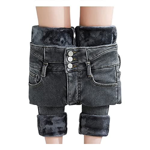 Womens Fleece Lined Jeans Winter Warm High Waisted Denim Tight Stretch Slim Fit Jegging Casual Comfy Thermal Leggings3