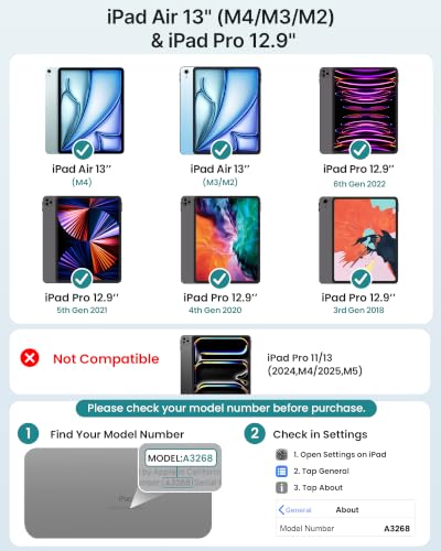Image of typecase Edge+ Keyboard Case for iPad Air 13 inch(M4 /M3 /M2, 2026 /2025 /2024) & iPad Pro 12.9 inch(3 /4 /5 /6th Gen), Ultra-Slim Detachable Case, Portrait & Typing Modes, 11-Color Backlight, Magnetic Stand, Black