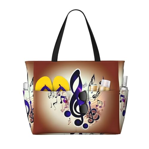 Sac à bandoulière imperméable violet avec motif de notes de musique pour le quotidien