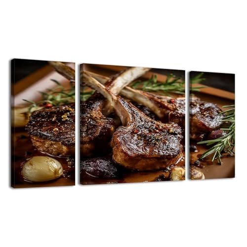3 Panel Large Wall Art Prints Paintings Braised Lamb Chops