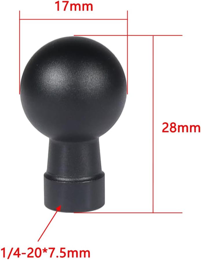 Aluminum 17MM Ball Head Mount 1/4" Screw Male/Female Adapter for Action Camera Phone Stand GPS Holder Bracket