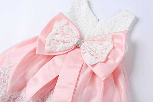 Image of LZH Baby Girls Ruffle Lace Backless with Headwear,Bowknot Flower Dresses Pageant Party Wedding Baby Girl Christmas Dress