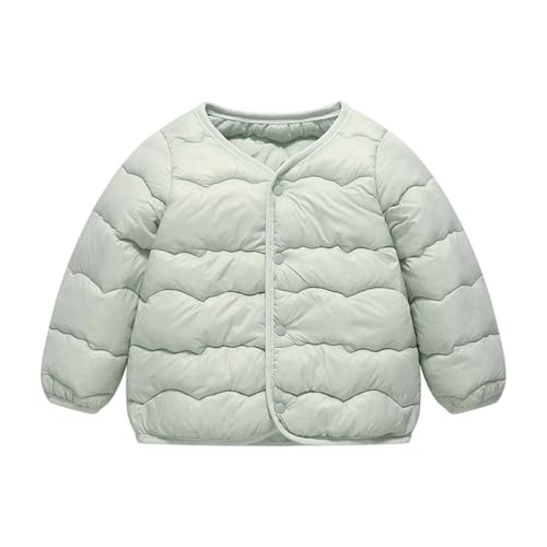 Mjjsk Cappotto invernale da ragazza piumino leggero unisex per bambini morbidi e caldi piumini imbottiti cappotti trapuntati per bambini capispalla con bottoni, Verde, 12-18 Months