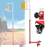 Vertikaler Sprungtrainer, höhenverstellbar, Ausrüstung für Hochsprungmessung und Prüfung – Bodenstehend mit Reset-Zugschnur und beweglichem Rad