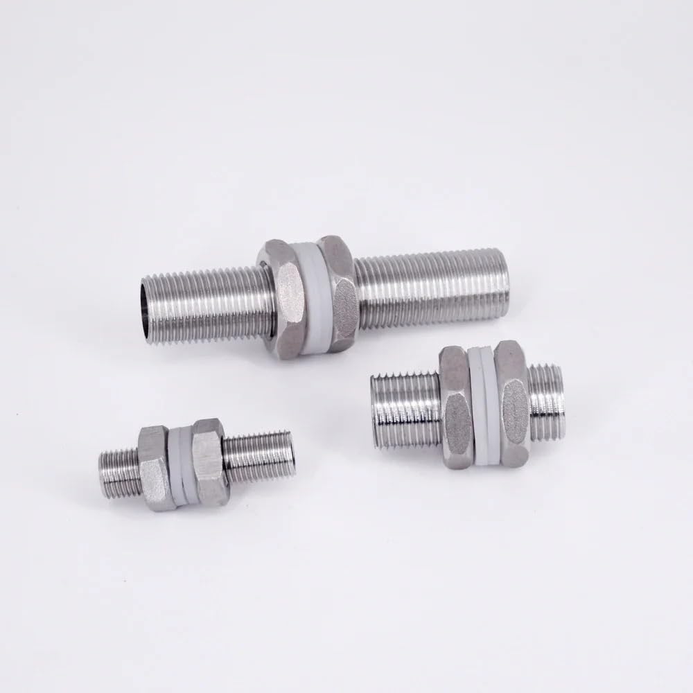 Conector pasamuros rosca completa BSP acero inoxidable, 1 Unidad
