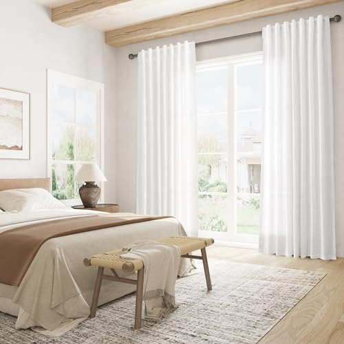 Image of Joywell Linen Curtains Natural White 84 Inches Long