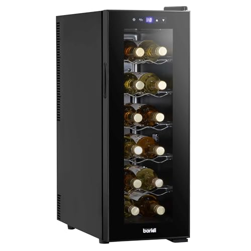 Baridi 12 Bottle Wine Cooler with Digital Touch Screen Controls & LED Light, Black - DH73