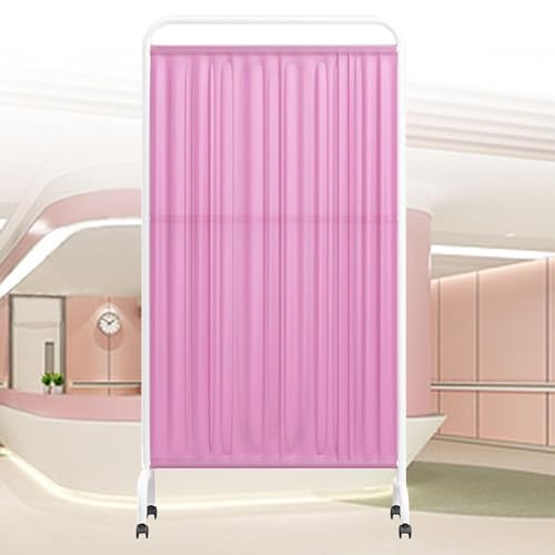 Yqyc Biombo Divisor con Ruedas, Mamparas Divisorias de Ambientes, Tela de Nailon Impermeable, Mampara Divisoria de Puerta de 180 cm de Alto, para Oficina, Clínica, Salón de Belleza(Pink)