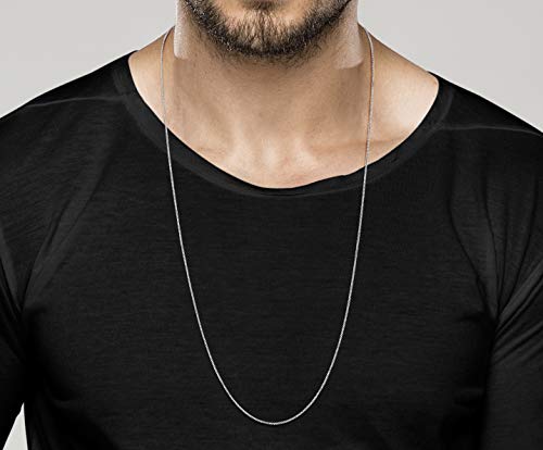 Miabella Italian 925 Sterling Silver or 18K Gold Plated Silver Thin 1mm Box Chain Necklace for Women, Made in Italy (SI, Length 30 Inches) by Miabella - Used condition - Image 4