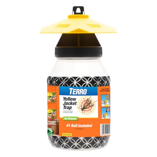TERRO Outdoor Yellow Jacket Trap with Bait - Easy to Use - T362 - No Chemical Insecticides - Effective Yellowjacket Trap - Includes Bait