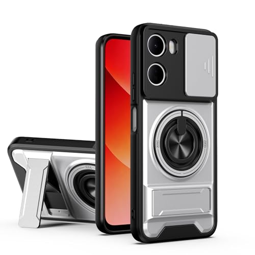 �X�}�z�P�[�X �Ή��@�� for Redmi 15a 5G �ԍڃ}�O�l�b�g�}�E���g�J���� �X���C�h�����p �����h�~ 2 in 1�yPC+TPU�z�����O�z���_�[ �L�b�N�X�^���h�P�[�X White
