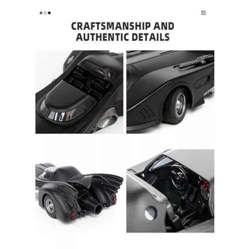 Image of PLUSPOINT Diecast Black Bat Car 1 /24 Scale Model, Pull Back Vehicles Alloy Simulation Supercar with Lights and Sound and Smoke Also for Vehicle Dashboard,Kids,Adult (Black Car)