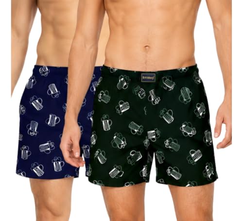 Image of Men's Printed Cotton Boxer Shorts - Soft Breathable Cotton Innerwear for Men, Regular Fit Boxer for Sleepwear, Lounge & Everyday Wear