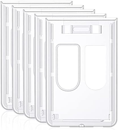 Teskyer 3-pack ID-kaarthouder, badgehouder, extra dik plastic, stevig, zacht, sleutelkoord, kaarthouder, transparant, verticaal