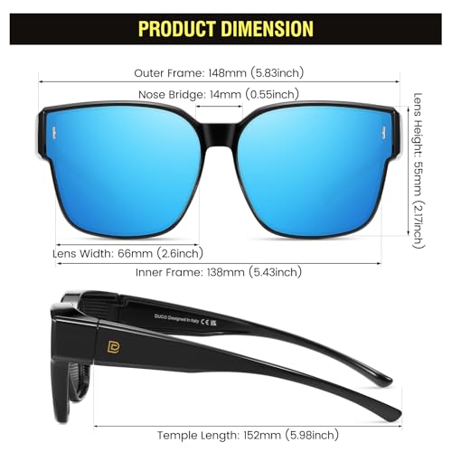 Image of DUCO Fit Over Sunglasses for Men Women Wear Over Glasses Retro Wrap Around Polarized Sun Glasses UV400 Protection DC8981
