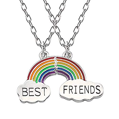 Preisvergleich Produktbild CKAWM Halskette Beste Freunde Halskette EIN Paar Emaille Puzzle Regenbogenwolke Anhänger Halskette Freundschaft BFF Schmuck Geschenk Für Halskette Frauen