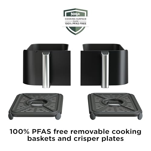 Ninja DZ550 Foodi 10 Quart 6-in-1 DualZone Smart XL Air Fryer with 2 Independent Baskets, Smart Cook Thermometer for Perfect Doneness, Match Cook & Smart Finish to Roast, Dehydrate & More, Grey image 7