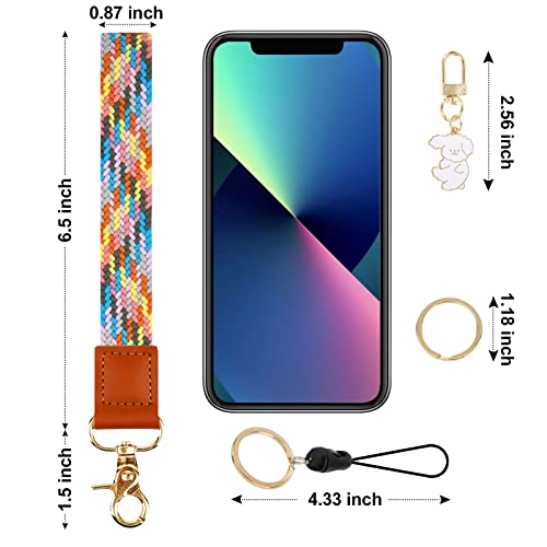 Elastic High-End Soft Nylon Weave Badge Lanyards, Rainbow Wristlet Lanyard, Classy Wrist Strap With Key Chain Holder For Keys, Cellphone, Wallet, Camera, Id Badges, Knitted Lanyard For Women And Men #TOP1