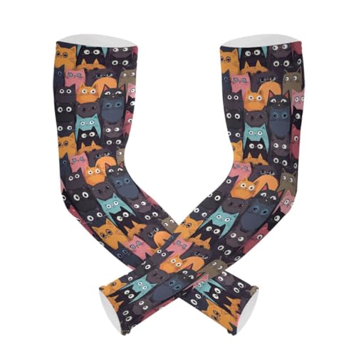 ALAZA Lovely Animal Cat Kitten Cartoon Gardening Sleeves Cooling Arm Sleeves Sun Protection Thumb Hole Arm Covers for Women Men