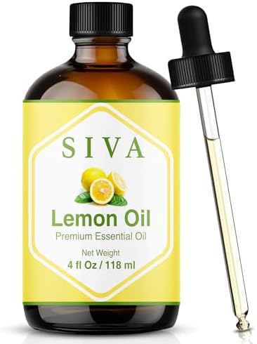 Siva Lemon Essential Oil - 4 Fl Oz – 100% Natural Lemon Oil - for Diffuser, Face, Skin Care, Aromatherapy, Hair Care, Scalp and Body Massage - with Dropper