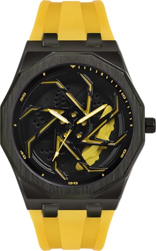 Image of ON TIME OCTUS Spinning Car Wheels Gyro Men's Sport Watch| Rotating Wheel Dial Silicone Strap Analog Luxury Watches for Boy's and Men -MN-259